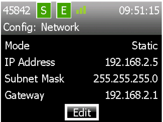 Navigate to Config > Network where the IP address is displayed